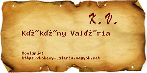 Kökény Valéria névjegykártya